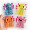 Lot de 4 jouets à presser axolotl pailletés colorés pour le stress, emballés individuellement. - L / Bleu