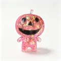 Translucent pink glitter-filled Halloween pumpkin squishy stress relief toy SKU display - Pumpkin Man / Pink