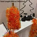 5-meter bright orange tinsel garland for Christmas and festive decor - 5m Magic Orange (with Belly Band)