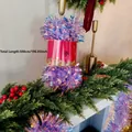 5m iridescent purple Christmas tinsel garland for holiday fireplace decor. - 5m Magic Purple (with Belly Band)