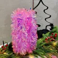 Festive 2m pink iridescent holographic tinsel garland for Christmas and party decoration - 5m Magic Pink (with Belly Band)