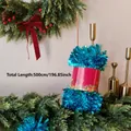 5m Blue metallic Christmas tinsel garland for festive holiday party and home decoration - 5m Light Blue (with Belly Band)