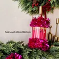 500cm magenta Christmas tinsel garland for holiday tree and party room decoration. - 5m Rose Red (with Belly Band)