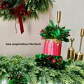 5-meter Christmas tinsel garland with red holly leaves decoration for festive party - 5m Red Berries (with Belly Band)