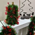 Festive 2m green and red Christmas tinsel garland decorated with shiny red star sequins - 5m Hollow Five-Pointed Stars (with Belly Band)