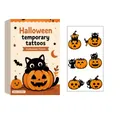 Halloween temporary tattoos set with cute cartoon pumpkin and black cat designs for kids. - 4 Pieces Pack (Pumpkin #7)