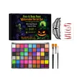 Σετ Μακιγιάζ Halloween 60 Χρωμάτων για Πρόσωπο και Σώμα με 3 Πινέλα και Τατουάζ - Σετ Ζωγραφικής Προσώπου Σώματος / Παλέτα Χρωμάτων Με Αυτοκόλλητα Τατουάζ Και Πινέλα