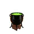 Halloween witch cauldron toy with green bubbling liquid and log campfire base decoration - Halloween Witch Cauldron Ornament / Set of 3