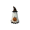 Decorative Halloween ghost figurine wearing a witch hat and holding a carved pumpkin - Ghost Holding Pumpkin Style / 1 Piece/Pack