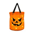 Glowing orange Halloween LED pumpkin candy bucket with black handle for trick-or-treating - Pumpkin Style / 1 Piece