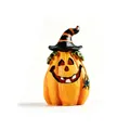 Halloween pumpkin resin decoration with wood grain texture and striped witch hat - Spider Style / 1 Piece/Pack