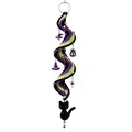 Handmade Halloween crochet spiral hanger featuring a black cat and witch hat charms - DIY Material Kit / 1 Piece / Black Cat
