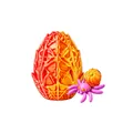 Halloween spider egg toy set featuring a purple spider and orange pumpkin ornament - Orange