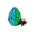 Halloween decorative spider egg with skull spider toy in vibrant blue green gradient - Cyan