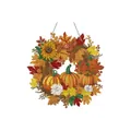 Autumn pumpkin and sunflower diamond art hanging wreath for home door decoration. - Triple Pumpkin