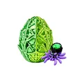 Green lattice textured egg and purple spider with witch hat Halloween decorative toy set - Green