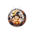 Festive Halloween diamond art hanging ornament featuring cute ghosts and a jack-o-lantern - Three Ghosts Pumpkin