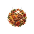 Autumn Thanksgiving turkey and pumpkin diamond art wreath hanging door decoration - Fall Turkey