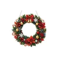 DIY Christmas diamond art wreath painting kit with red bow and gold bells for home door decoration. - Bell