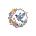 Exquisite hummingbird and floral diamond art hanging ornament for DIY home wall decor - Blue Purple Hummingbird