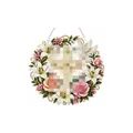 Religious diamond art floral wreath decoration with cross and dove for home hanging - Flower Garland