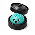 Blauwe dumpling squishy in zwarte mini stoommand, zacht slow rebound Halloween cadeau - 1 Stuk / Groen