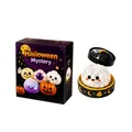 Cute Halloween mystery squishy toy in glittery bun shape with black steamer basket - Ghost (SKU00041867) / 5.50cm / White