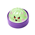 Gioco squishy baozi di Halloween verde traslucido con faccia di mostro e base viola - 1 Pezzo / Ciano