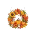 Couronne suspendue en diamant DIY avec citrouilles et tournesols pour décor d'automne - Couronne de Trois Citrouilles / 1 Pièce