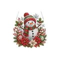 Kit de suspension d'art de diamant bonhomme de neige Noël pour décoration festive - Bonhomme de Neige avec Chapeau à Fleurs / 1 Pièce