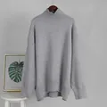 Hochwertiger grauer Rollkragenpullover für Damen, lockerer Strickpullover für Herbst Winter - S / Oberteile / Grau