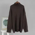 Maglione a maglia oversize a dolcevita marrone cioccolato per l'autunno e l'inverno - Taglia S / Top / Caffè