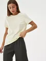 Minimalistisches Damen-T-Shirt mit Rundhalsausschnitt in Creme für Mode im Sommer - Elfenbein