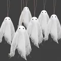Set aus 6 weißen Halloween-Hängegeistern aus Netzstoff für gruselige Deko - 6er-Set