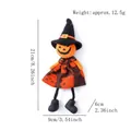 Detailed dimension view of felt Halloween pumpkin witch doll with orange and black hat - Pumpkin Charm