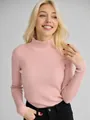 Detail eines rosa gerippten Damen-Pullovers aus weichem Strickgewebe - Einheitsgröße / Oberteile / Rosa