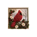 3D Christmas punch needle art kit featuring a red cardinal on snowy background - Red Bird
