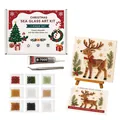 Complete DIY Christmas sea glass art kit with reindeer mosaic board and tools - Complete DIY Kit / Christmas Reindeer Style