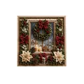 3D Christmas DIY fabric poke art kit with festive wreath and window scene decor - Flower Garland