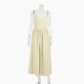 Elegant light green pure cotton V-neck camisole maxi dress with thin straps - XS / Dresses / Off White