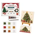 Complete 3D DIY Christmas sea glass mosaic art kit with beads, glue, tweezers and guide - Complete DIY Kit / Christmas Tree Style