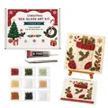 Complete DIY Christmas sea glass mosaic art kit including 9 colors of stones and tools - Complete DIY Kit / Christmas Sock Style