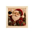 DIY 3D Christmas punch needle kit featuring a cute Santa Claus in a wooden frame - Waving Santa