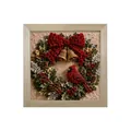 Handmade 3D Christmas fabric poke art kit featuring a festive cardinal bird wreath in a frame - Wreath with Red Bird