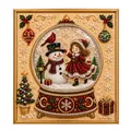 Festive Christmas snowman and girl bead embroidery diamond painting framed artwork kit - Christmas Crystal Ball Snowman Girl