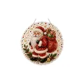 Artistic round Christmas hanging ornament with detailed Santa Claus and gift sack - Gift Santa / 1 Piece
