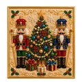 Festive Christmas Nutcracker bead painting with pearl and diamond embroidery detail - Double Nutcracker Christmas Tree