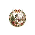 Intricate Christmas snowman art hanging ornament featuring wreath and festive gems - Snowman / 1 Piece