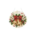 Sparkling Christmas diamond art hanging ornament featuring golden bells and red bow design - Christmas Bell / 1 Piece