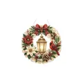 Christmas art hanging ornament with lantern and red cardinal bird for holiday decor - Christmas Lantern / 1 Piece